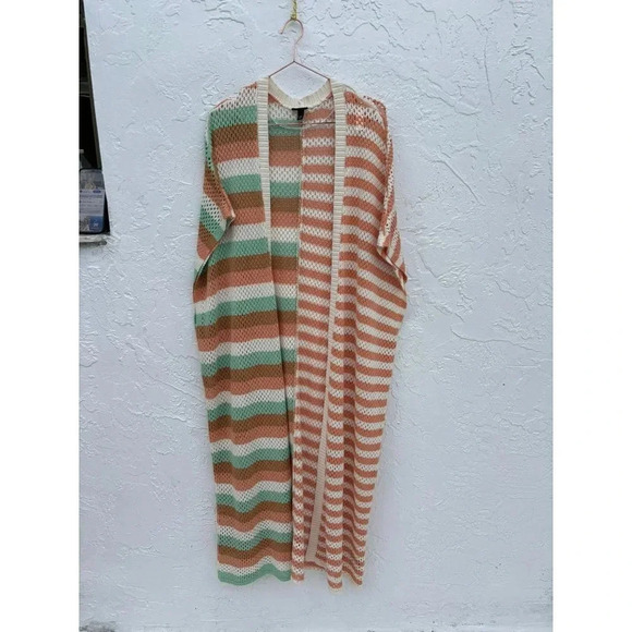 Torrid Womens Open Knit Striped Duster Cardigan Multicolor Size Medium - Picture 12 of 15
